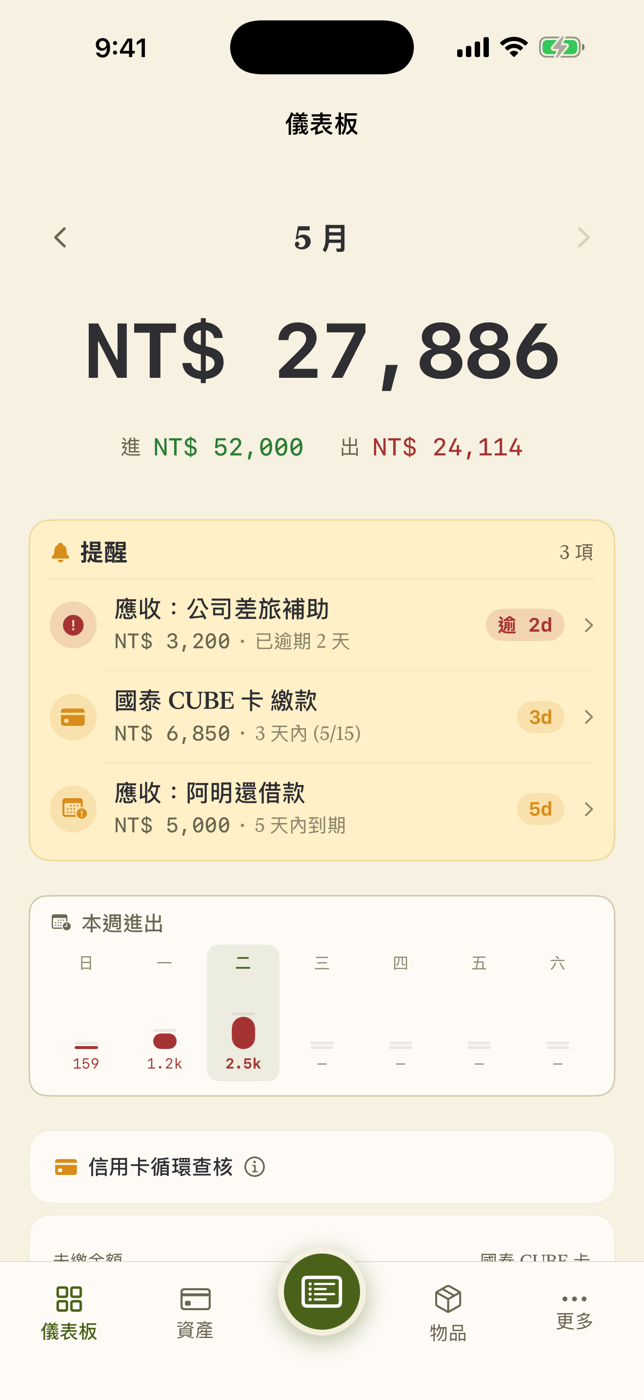 小龜記帳儀表板